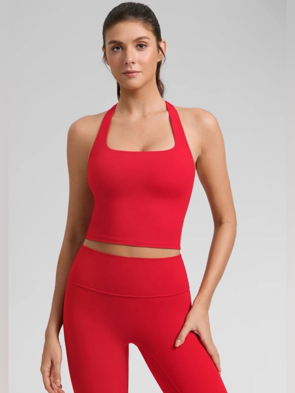NWT CRZ YOGA Red Square Neck Tank Top
